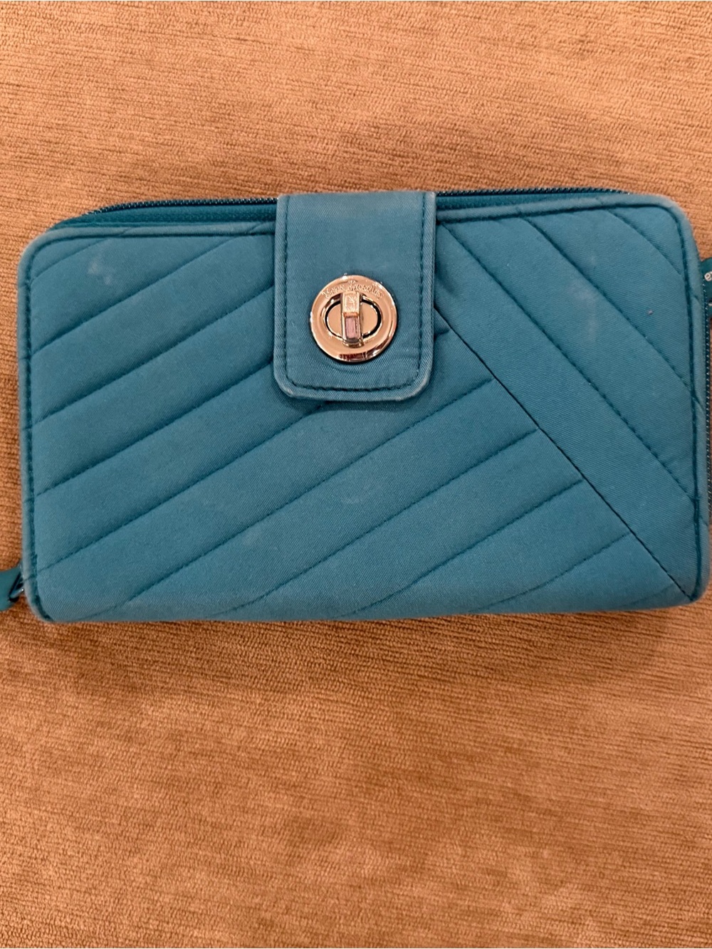 Vera Bradley Teal Quilted Turn-Lock Wallet